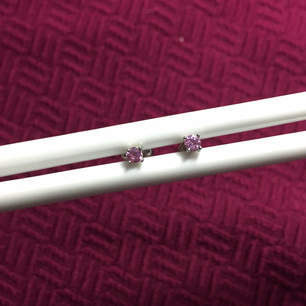 Sterling Silver Pink Swarovski Stud Earrings